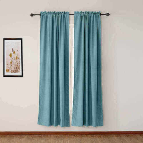 CUSTOM Olive Turquiose Luxury Textured Faux Linen Curtain