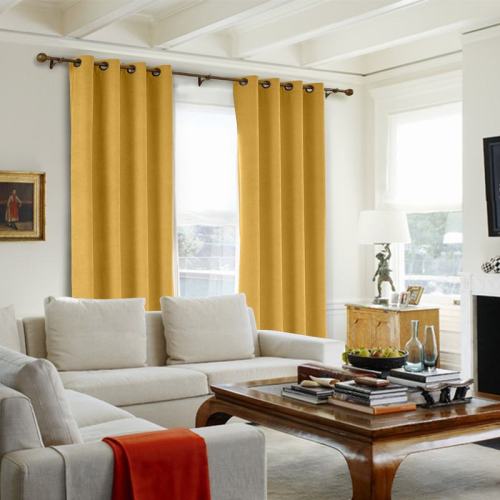 CUSTOM Kante Yellow Polyester Cotton Drapery With Lining Curtains