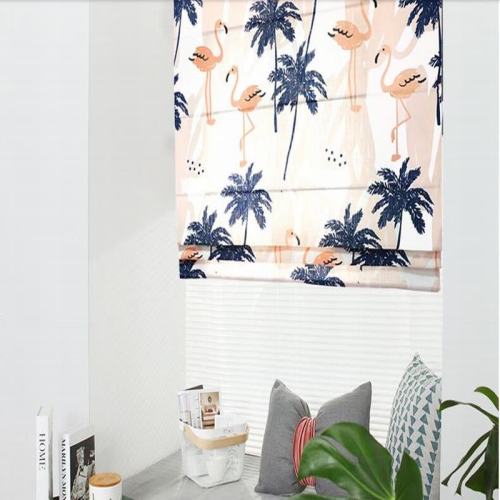 Print Polyester Roman Shade In Navy