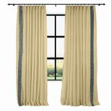 AMARA Polyester Linen Curtain Drapery With Decorative Trim Custom Sold Per Pair