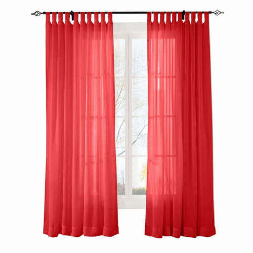 CUSTOM Scandina Red Indoor Outdoor Sheer Curtain Voile Drapery