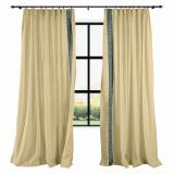 AMARA Polyester Linen Curtain Drapery With Decorative Trim Custom Sold Per Pair