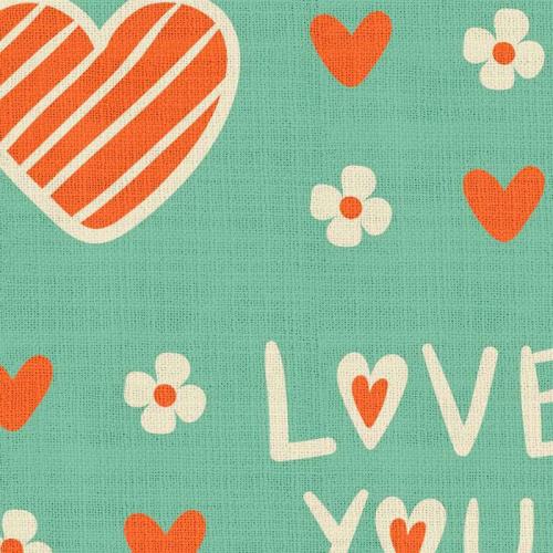 Love Print Polyester Linen Curtain Drapery with Privacy Blackout Thermal Lining CASPAR