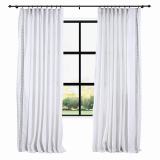 AMARA Polyester Linen Curtain Drapery With Decorative Trim Custom Sold Per Pair