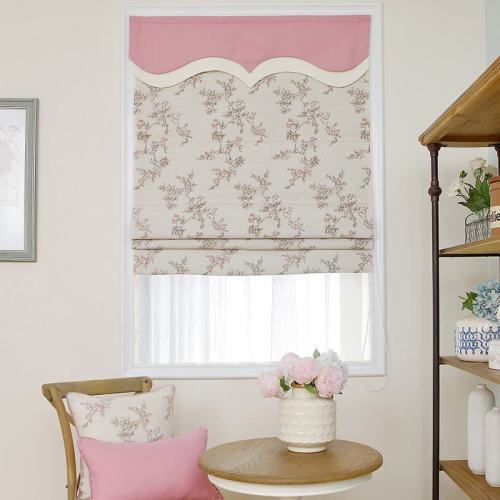Print Polyester Roman Shade In Pink