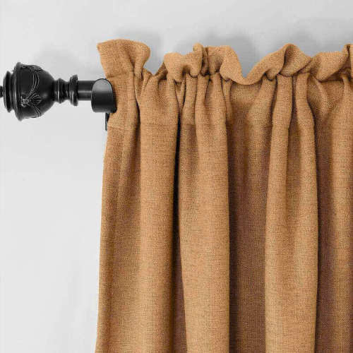 CUSTOM Olive Orange Luxury Textured Faux Linen Curtain