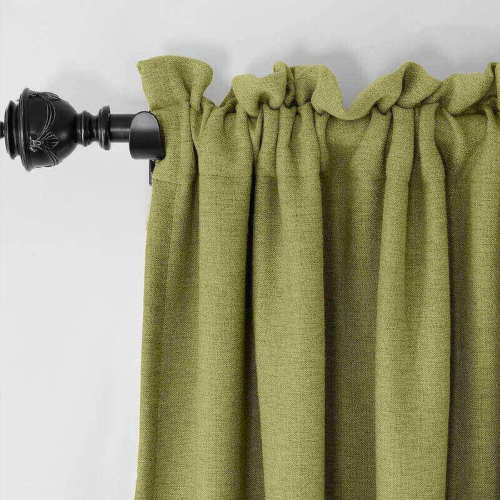 CUSTOM Olive Green Luxury Textured Faux Linen Curtain