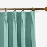 CUSTOM Kante Cadet Blue Polyester Cotton Drapery With Lining Curtains