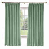 CUSTOM Liz Pale Turquoise Polyester Linen Curtain Drapery with Lined