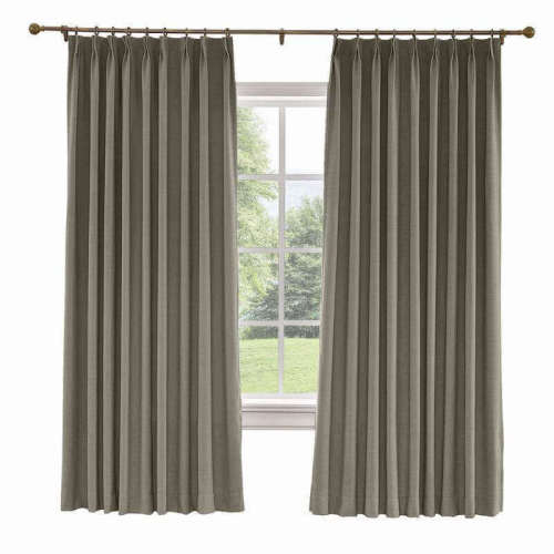 CUSTOM Liz Ebony Polyester Linen Curtain Drapery with Lined
