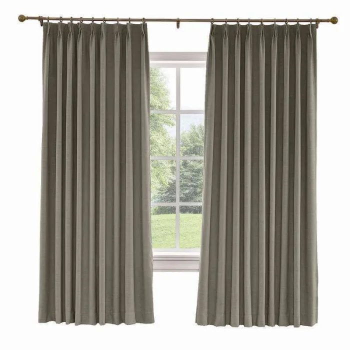 CUSTOM Liz Ebony Polyester Linen Curtain Drapery with Lined