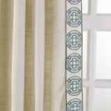 AMARA Polyester Linen Curtain Drapery With Decorative Trim Custom Sold Per Pair