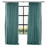 AMARA Polyester Linen Curtain Drapery With Decorative Trim Custom Sold Per Pair