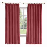 CUSTOM Liz Red Wine Polyester Linen Curtain Drapery with Lined