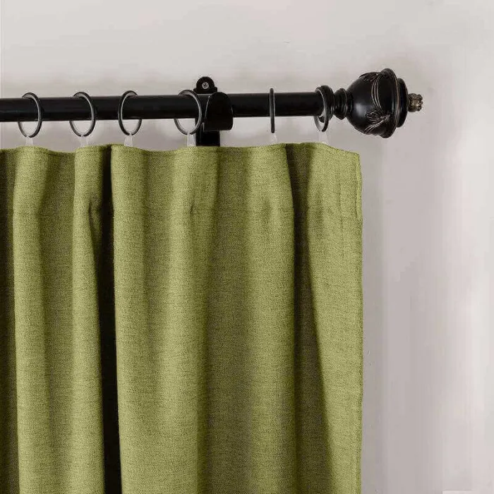 CUSTOM Olive Green Luxury Textured Faux Linen Curtain