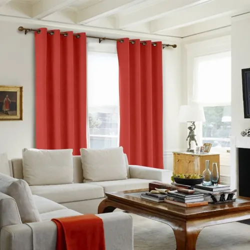 CUSTOM Kante Carnelian Polyester Cotton Drapery With Lining Curtains