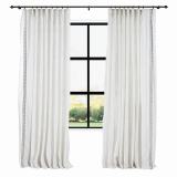 AMARA Polyester Linen Curtain Drapery With Decorative Trim Custom Sold Per Pair