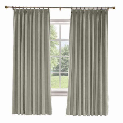 CUSTOM Liz Light Gray Polyester Linen Curtain Drapery with Lined