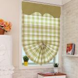 Plaid Print Polyester Cotton Roman Shade In Green