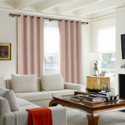 CUSTOM Kante Baby Pink Polyester Cotton Drapery With Lining Curtains