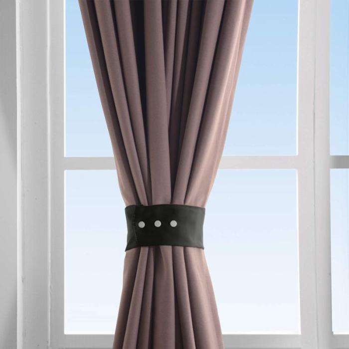Set of 2 Curtain TieBack Holdback Each with Snap Polyester Blackout