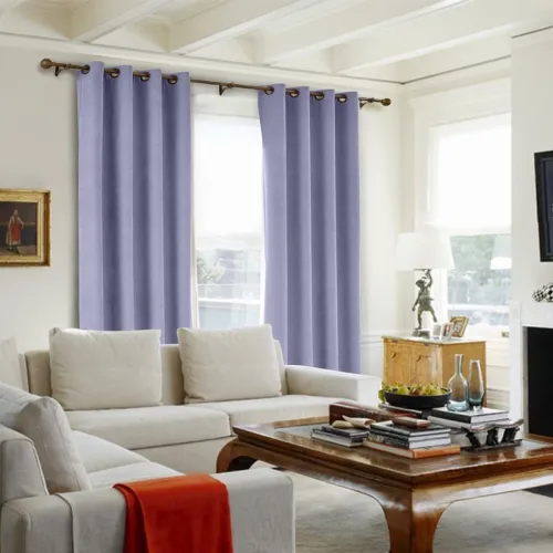 CUSTOM Kante Light Purple Polyester Cotton Drapery With Lining Curtains