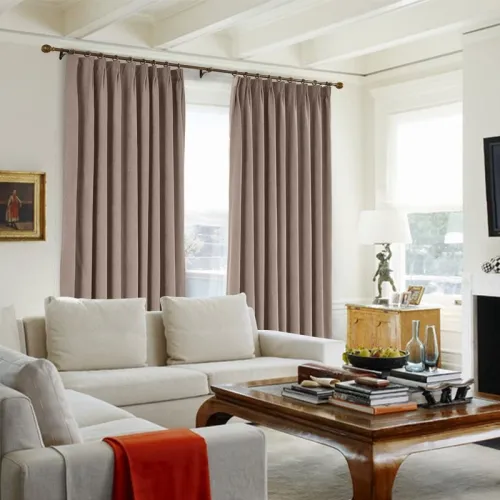 CUSTOM Kante Dark Liver Polyester Cotton Drapery With Lining Curtains