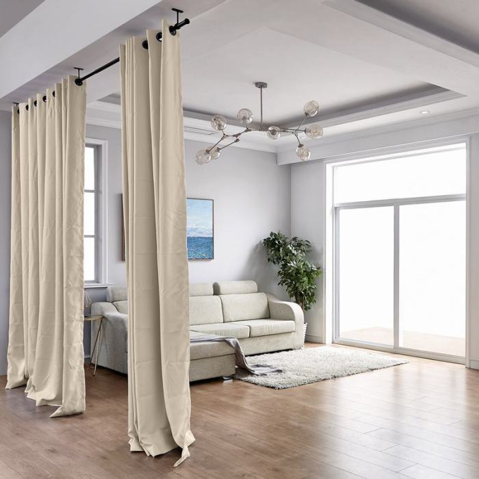 Room Divider Curtain, Suspended Curtain Rod From Ceiling