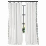 AMARA Polyester Linen Curtain Drapery With Decorative Trim Custom Sold Per Pair