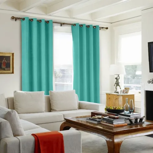CUSTOM Kante Caribbean Green Polyester Cotton Drapery With Lining Curtains