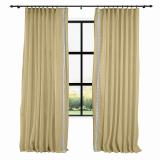 AMARA Polyester Linen Curtain Drapery With Decorative Trim Custom Sold Per Pair