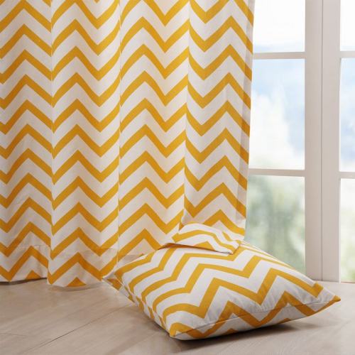 Chevron Insulated Back Cotton Grommet Panel Curtain Ivy