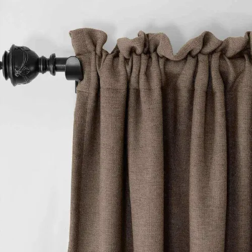 CUSTOM Olive Brown Luxury Textured Faux Linen Curtain