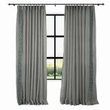 AMARA Polyester Linen Curtain Drapery With Decorative Trim Custom Sold Per Pair