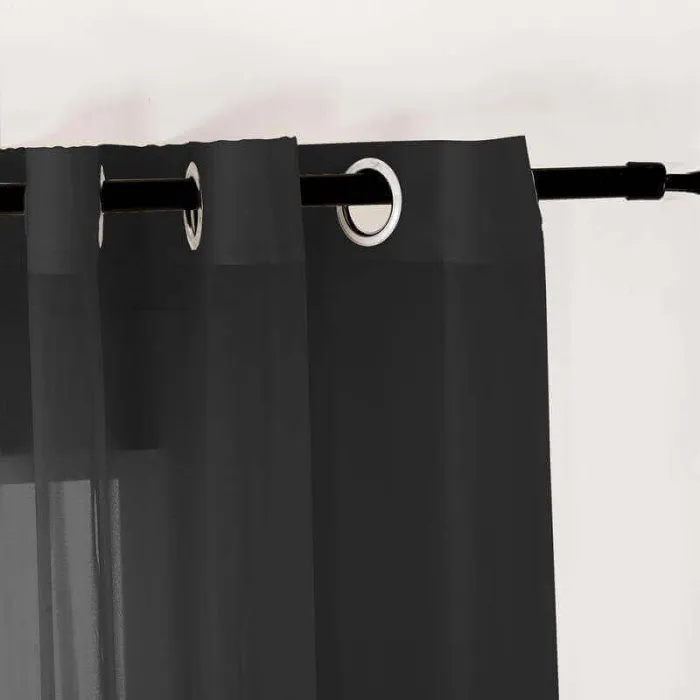 CUSTOM Scandina Black Indoor Outdoor Sheer Curtain Voile Drapery