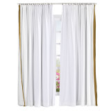 ADAH Velvet Curtain Drapery with Color Border Custom Sold Per Pair