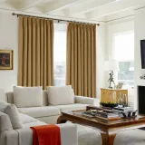 CUSTOM Kante Brown Polyester Cotton Drapery With Lining Curtains