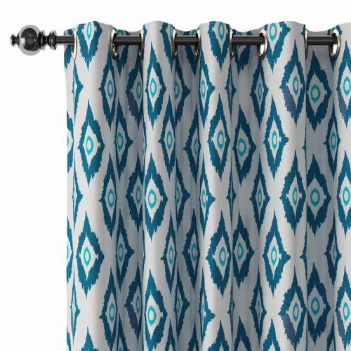 Abstract Print Polyester Linen Curtain Drapery with Privacy Blackout Thermal Lining BRENDA