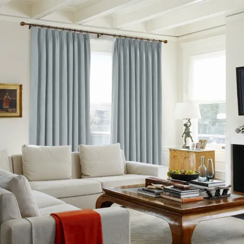 CUSTOM Kante Beige White Polyester Cotton Drapery With Lining Curtains