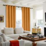 Antique Bronze Grommet Polyester Cotton Drapery With Blackout Lining Thermal Curtain Kantee