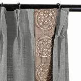 AMARA Polyester Linen Curtain Drapery With Decorative Trim Custom Sold Per Pair