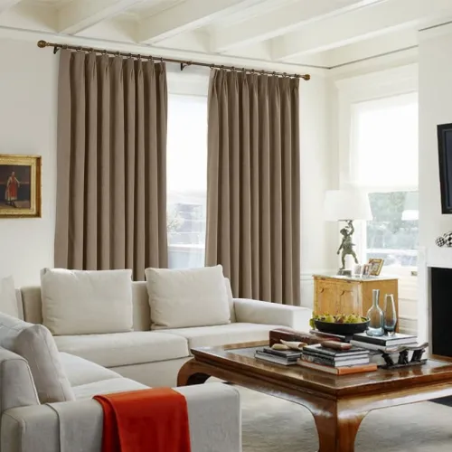 CUSTOM Kante Dark Brown Polyester Cotton Drapery With Lining Curtains