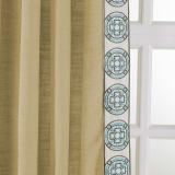 AMARA Polyester Linen Curtain Drapery With Decorative Trim Custom Sold Per Pair