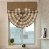 Plaid Print Polyester Cotton Roman Shade In Milk Tea