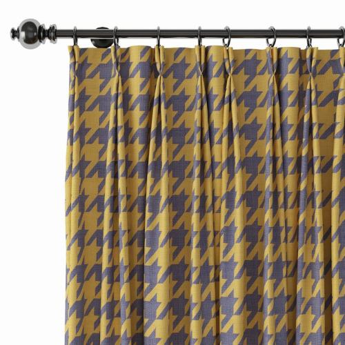 Abstract Print Polyester Linen Curtain Drapery with Privacy Blackout Thermal Lining CLARK