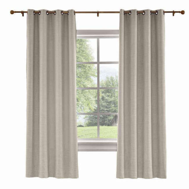 CUSTOM Liz Burly Wood Polyester Linen Curtain Drapery with Lined