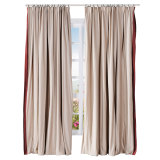 ADAH Velvet Curtain Drapery with Color Border Custom Sold Per Pair