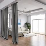 Hanging Rod Room Divider Flame Retardant Fireproof Curtain Kit for Any Space