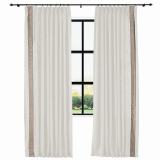 AMARA Polyester Linen Curtain Drapery With Decorative Trim Custom Sold Per Pair