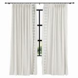 AMARA Polyester Linen Curtain Drapery With Decorative Trim Custom Sold Per Pair